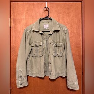 American Eagle women cotton cropped jacket green size small